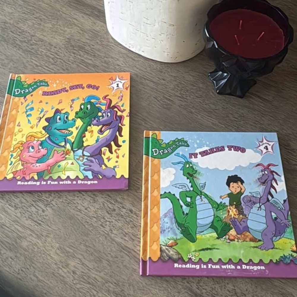 Dragon Tales Kids Books - Colorful Illustrated Set (Purple, Green, Pink)